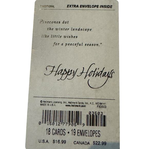 Hallmark Christmas Cards Boxed Set (18) Pinecone Winter Snow Holiday Envelopes - Picture 4 of 6